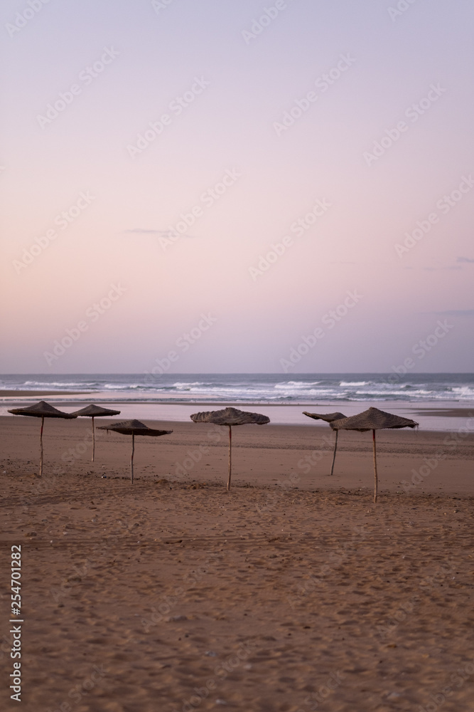 Coast of Sidi Kaouki, Morocco, Africa. Sunset time. morocco's wonderfully sleepy surf town