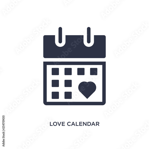 love calendar icon on white background. Simple element illustration from birthday party and wedding concept.