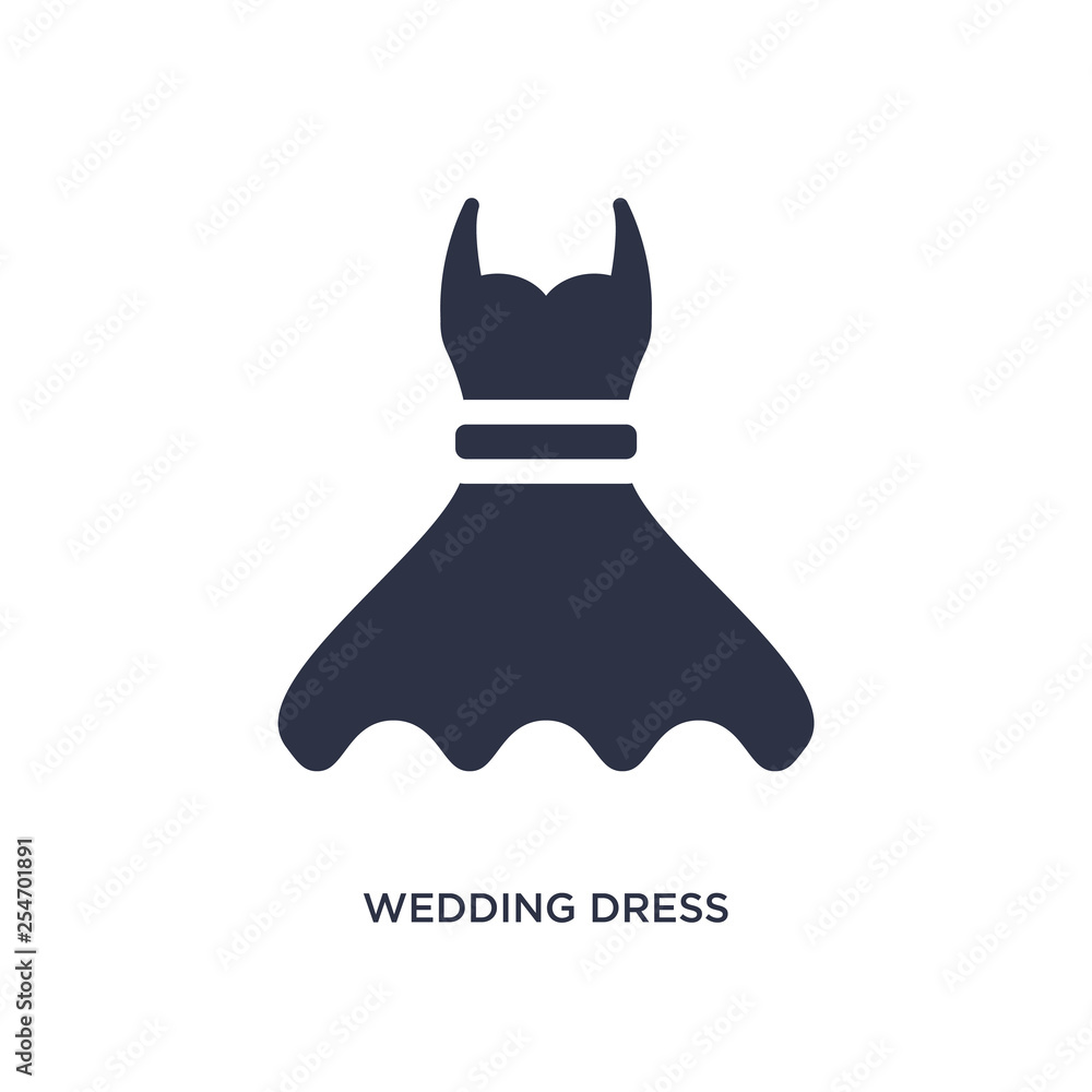 Obraz premium wedding dress icon on white background. Simple element illustration from birthday party and wedding concept.