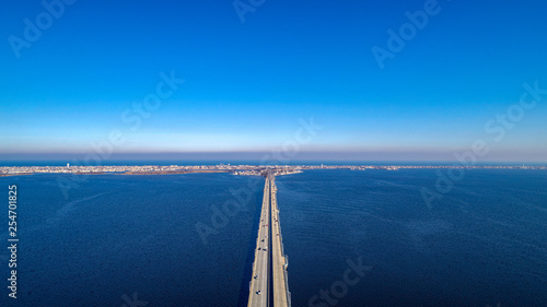 Aerial over the Barnegat Bay looking Towards Seaside Heights