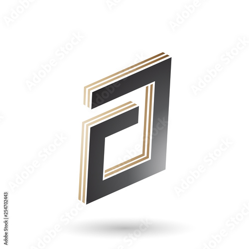 Beige and Black Rectangular Layered Letter A