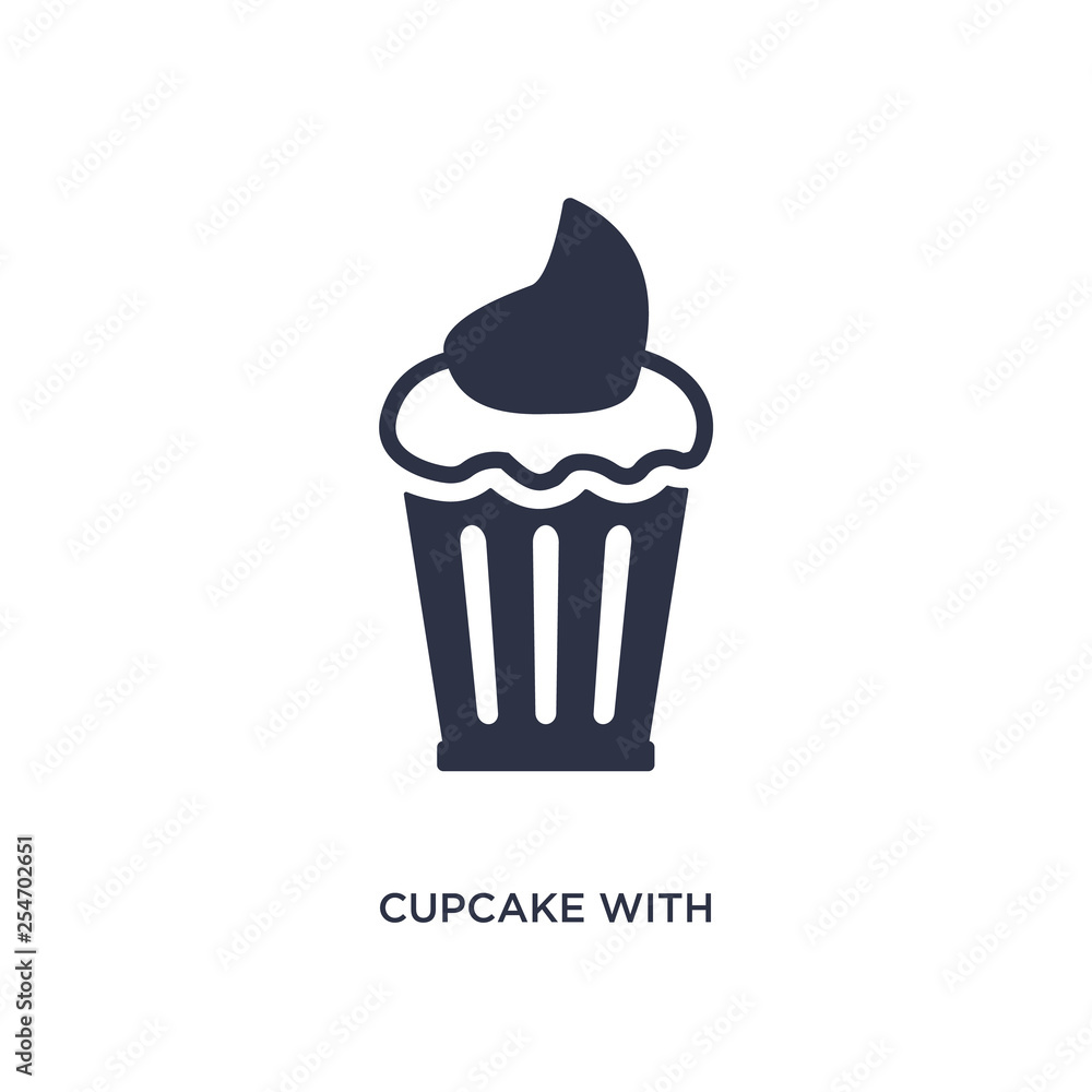 cupcake with cherry icon on white background. Simple element illustration from bistro and restaurant concept. cupcake with cherry icon on white background. Simple element illustration from bistro and restaurant concept.