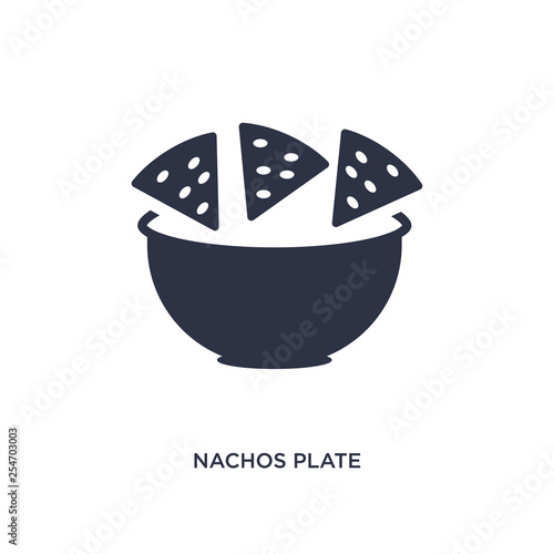 nachos plate icon on white background. Simple element illustration from bistro and restaurant concept.