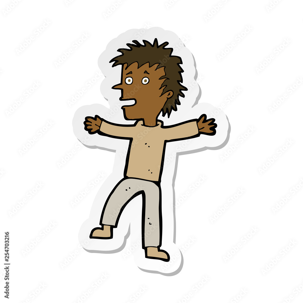 sticker of a cartoon happy man sticker of a cartoon happy man
