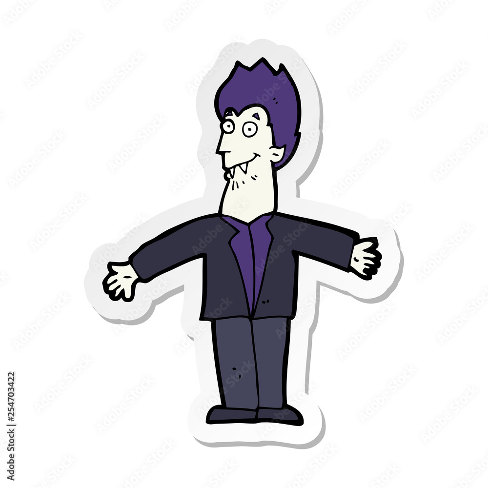 sticker of a cartoon vampire man
