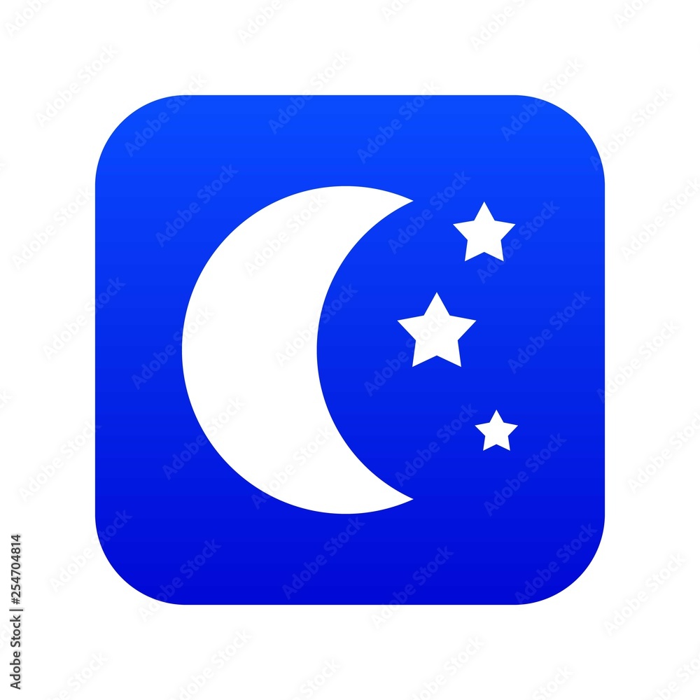 Moon and stars icon digital blue for any design isolated on white vector illustration Moon and stars icon digital blue for any design isolated on white vector illustration