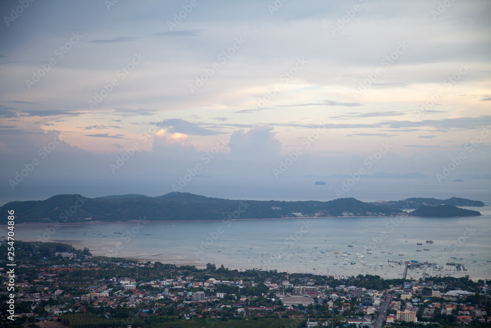 view from the height of the big buddha to the sea and phuket Chalong district