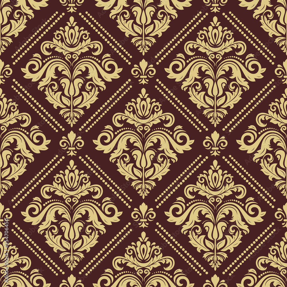 Classic seamless vector golden pattern. Damask orient ornament. Classic vintage background. Orient ornament for fabric, wallpaper and packaging