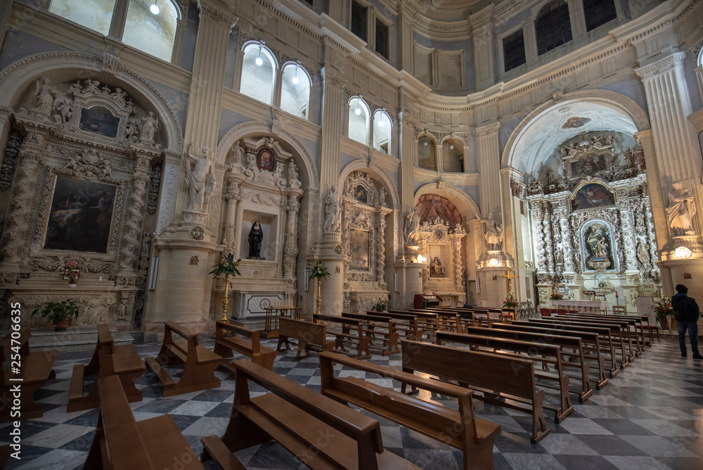 Lecce, Puglia, Italy -  Inside interior of catholic church of San Matteo - Parrocchia chiesa ( Saint Matthew ). A region of Apulia