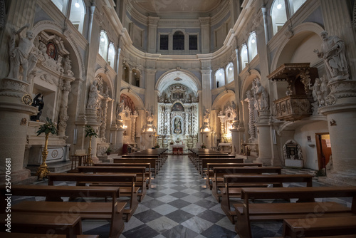 Lecce, Puglia, Italy - Inside interior of catholic church of San Matteo - Parrocchia chiesa ( Saint Matthew ). A region of Apulia