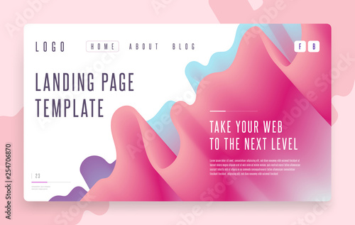 Web site Landing page abstract pastel colors liquid flow shape background template. Gradient wave forms. EPS 10 vector illustration