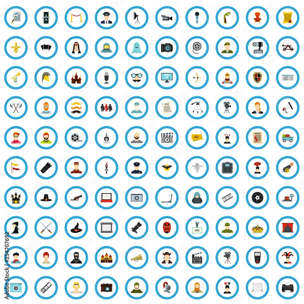 100 film icons set in flat style for any design vector illustration 100 film icons set in flat style for any design vector illustration