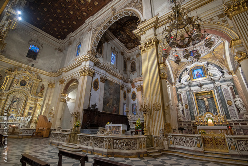 LECCE, Puglia ,Italy - Inside interior of Virgin Mary Cathedral ( Basilica di Santa Maria Assunta in Cielo ). Church on Piazza del Duomo square. Baroque city of Apulia 