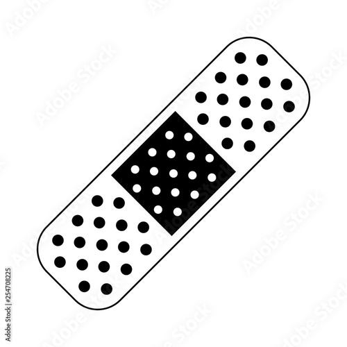 Medical band aid isolated in black and white