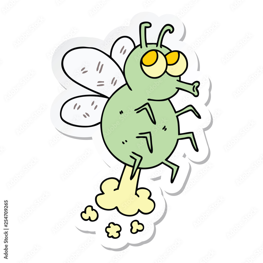 Obraz premium sticker of a quirky hand drawn cartoon fly