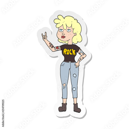 sticker of a cartoon rocker girl