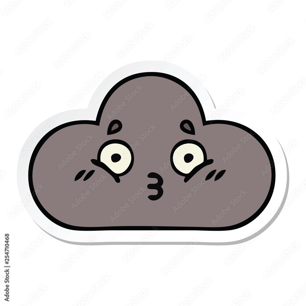 sticker of a cute cartoon storm cloud sticker of a cute cartoon storm cloud