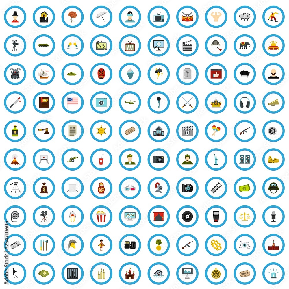100 film product icons set in flat style for any design vector illustration 100 film product icons set in flat style for any design vector illustration