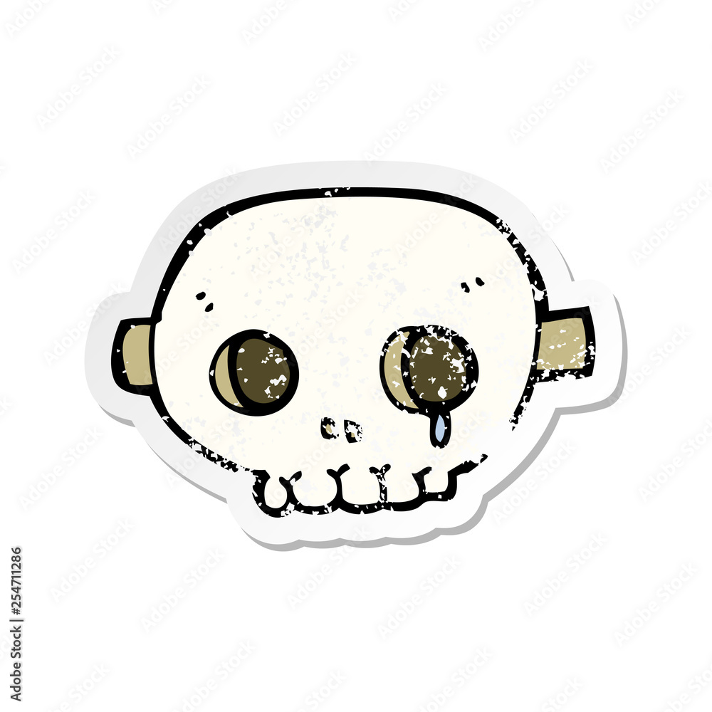 retro distressed sticker of a cartoon skull mask retro distressed sticker of a cartoon skull mask