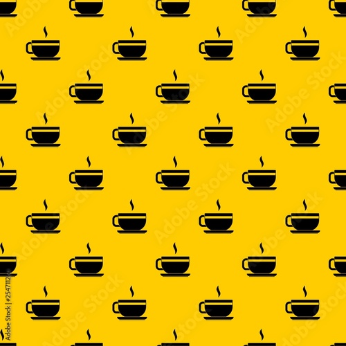 Tea cup and saucer pattern seamless vector repeat geometric yellow for any design photo