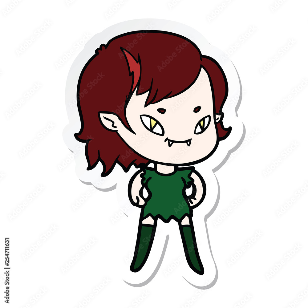 sticker of a cartoon friendly vampire girl sticker of a cartoon friendly vampire girl