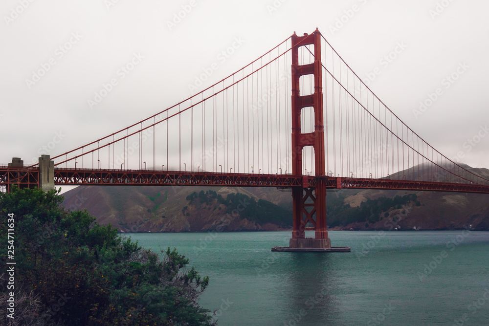 The  Golden Gate Bridge in San Francisco during an overcast day