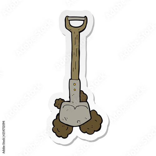 sticker of a cartoon shovel