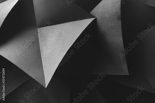 Gray elements of paper for futuristic dark background