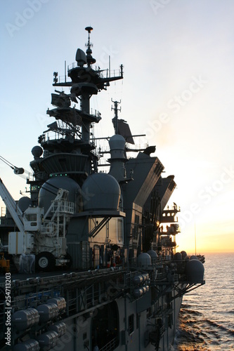 Navy ship At Sunset