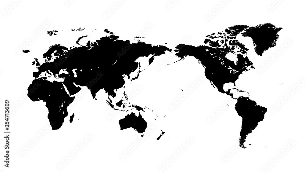 Black silhouette of a world map on a white background with the closest possible to the exact contour. Variant of a template for use in an industrial interior. Black silhouette of a world map on a white background with the closest possible to the exact contour. Variant of a template for use in an industrial interior.