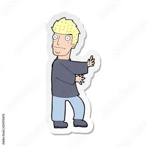 sticker of a cartoon nervous man