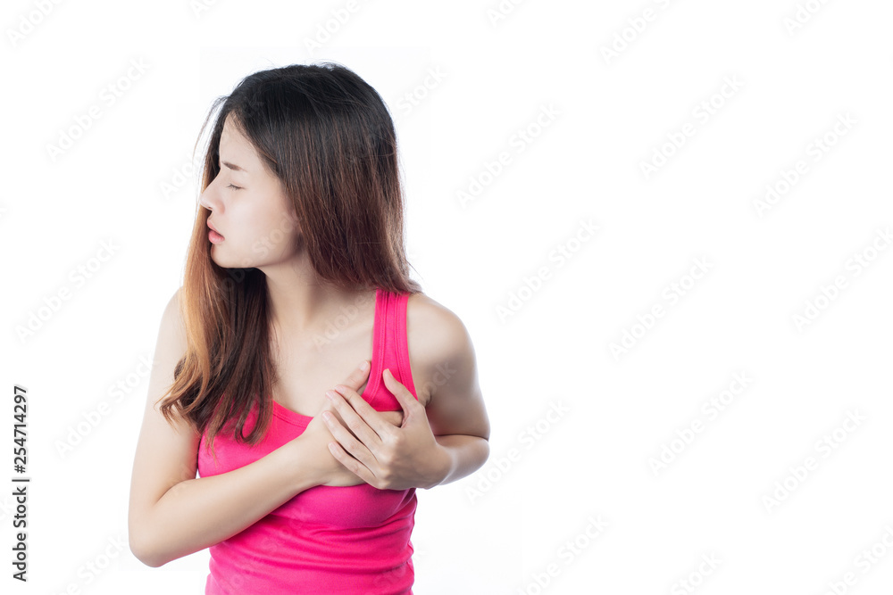 Beautiful woman, breast examination by herself (BSE) Breast Cancer Awareness (BSE). Beautiful woman, breast examination by herself (BSE) Breast Cancer Awareness (BSE).