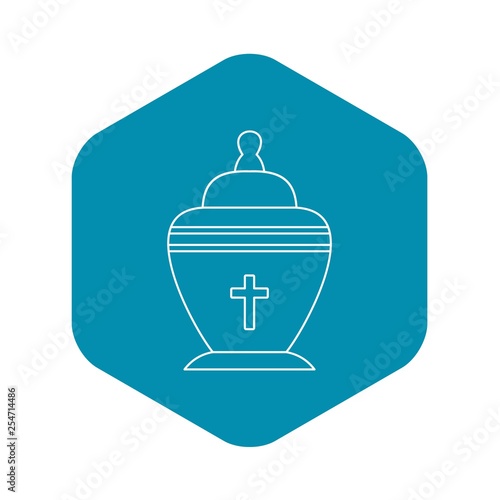 Urn icon. Outline illustration of urn vector icon for web