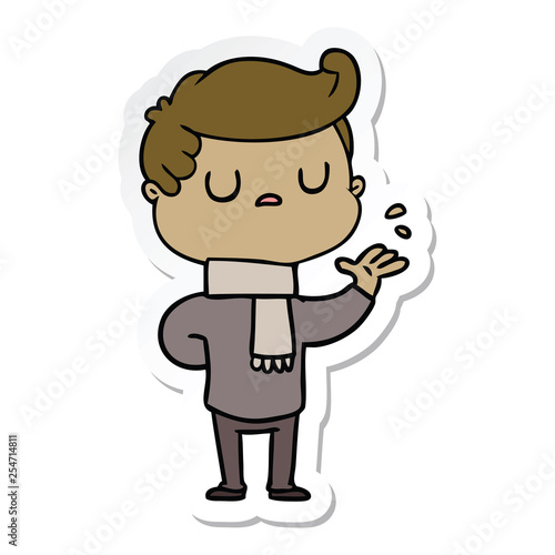 sticker of a cartoon aloof man