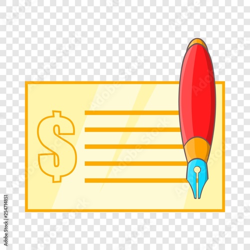 Check and pen icon in cartoon style on a background for any web design 