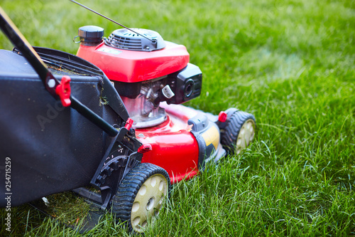 lawn mover on grass photo