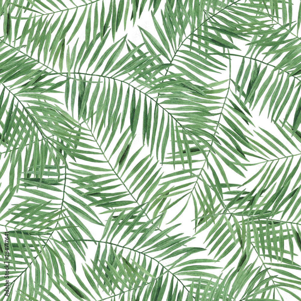 Pattern Digital paper Tropics Leaves of Monstera Palm Watercolor illustrations Botanical Decorations Design