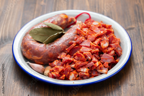 portuguese smoked sausages in dish