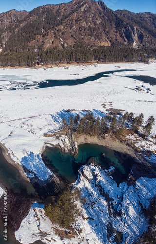 Aerial view of winter blue ...