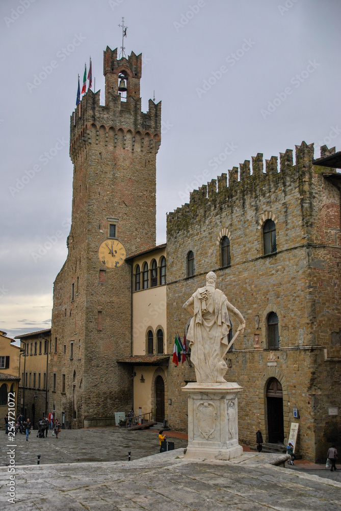 a view of the italian city Arezzo in Tuscany in autumn with a cloudy sky