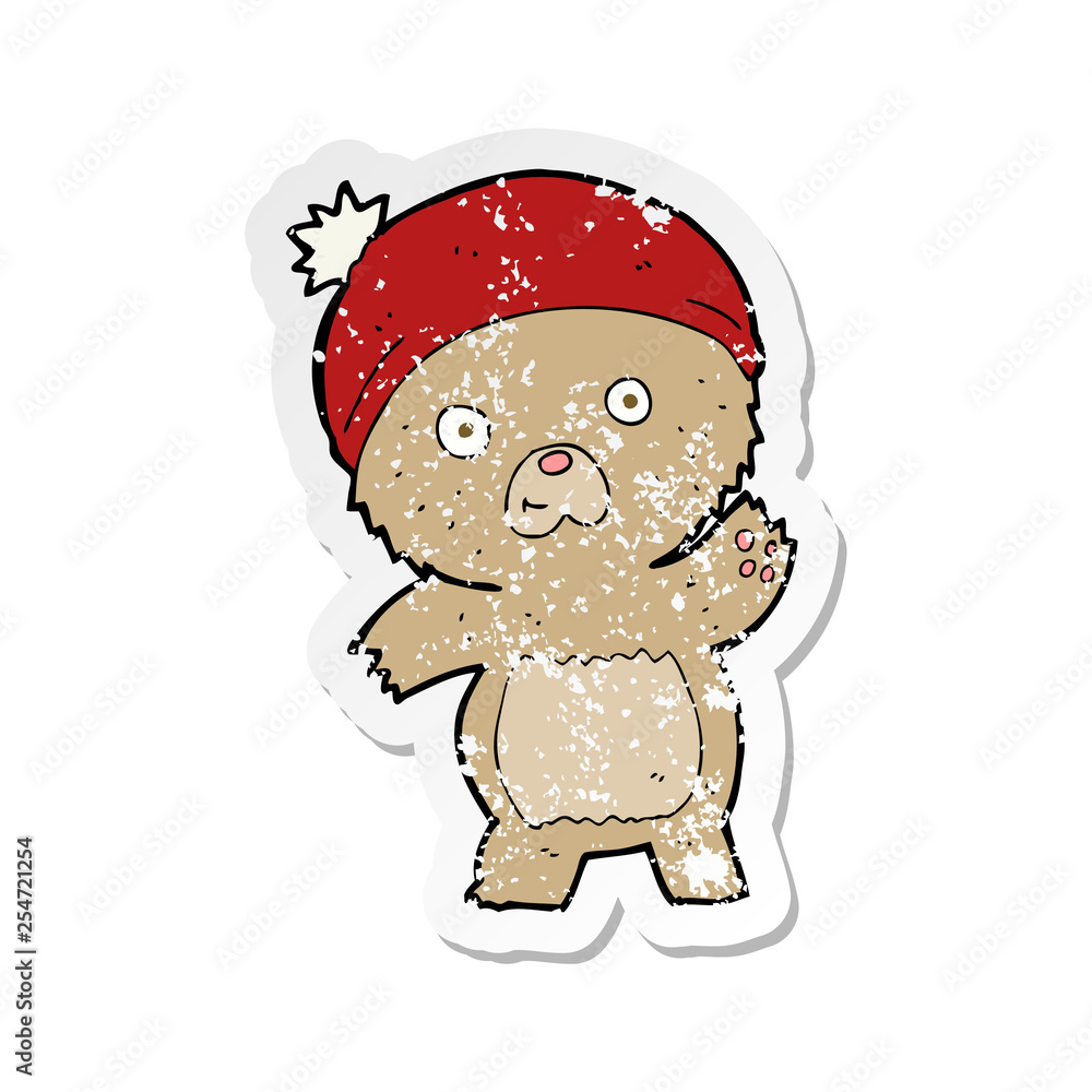 retro distressed sticker of a cute cartoon teddy bear retro distressed sticker of a cute cartoon teddy bear