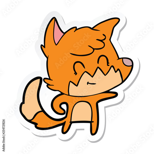 Fototapeta Naklejka Na Ścianę i Meble -  sticker of a cartoon friendly fox