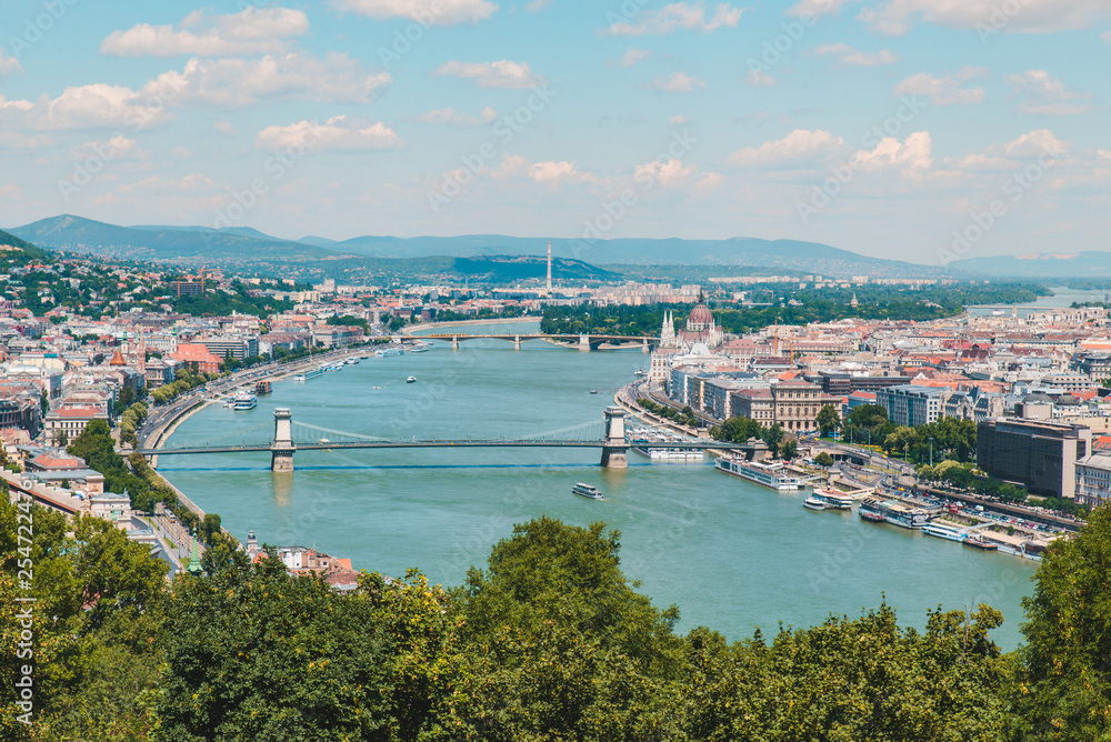 panoramic view of budapest in summer time