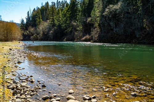 The Rogue River flows through Casey State Recreation Site near Medford, Oregon
