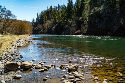 The Rogue River flows through Casey State Recreation Site near Medford, Oregon