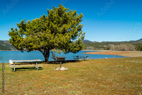 Day use area at Lost Creek Reservoir located at the Joseph H. Stewart State Recreation Area near Medford, Oregon