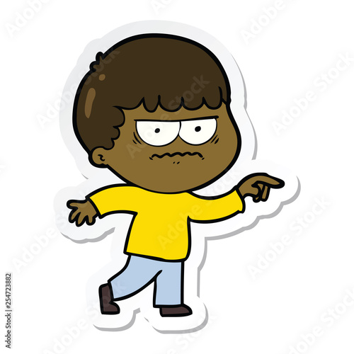 sticker of a cartoon annoyed man