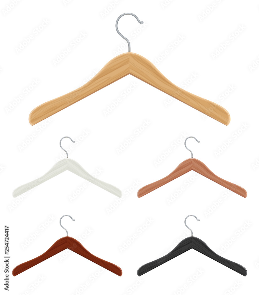 Wooden coat hanger for clothes. Storing furniture. Shop equipment. Wardrobe  element. Isolated white background. Eps10 vector illustration. Stock Vector  | Adobe Stock