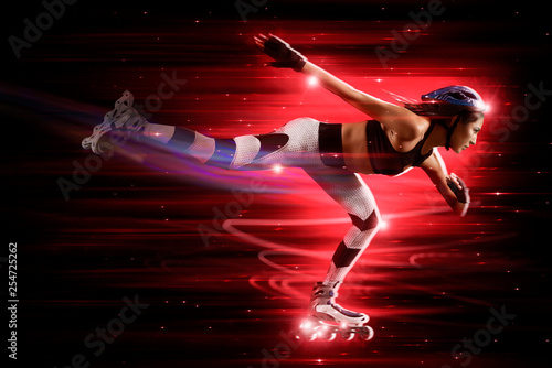Photography Professional beautiful woman roller skating