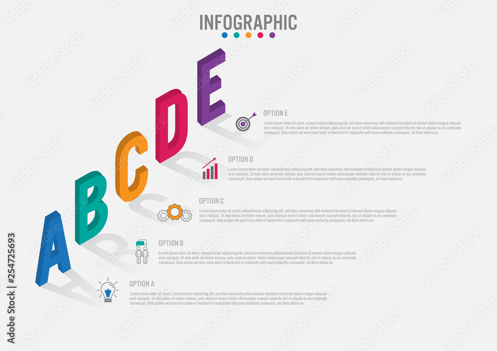 Fototapeta premium Business infographic labels template with 5 options.Creative concept for infographic..